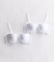 New Look 2 Pack White Bow Front Strapless Bras